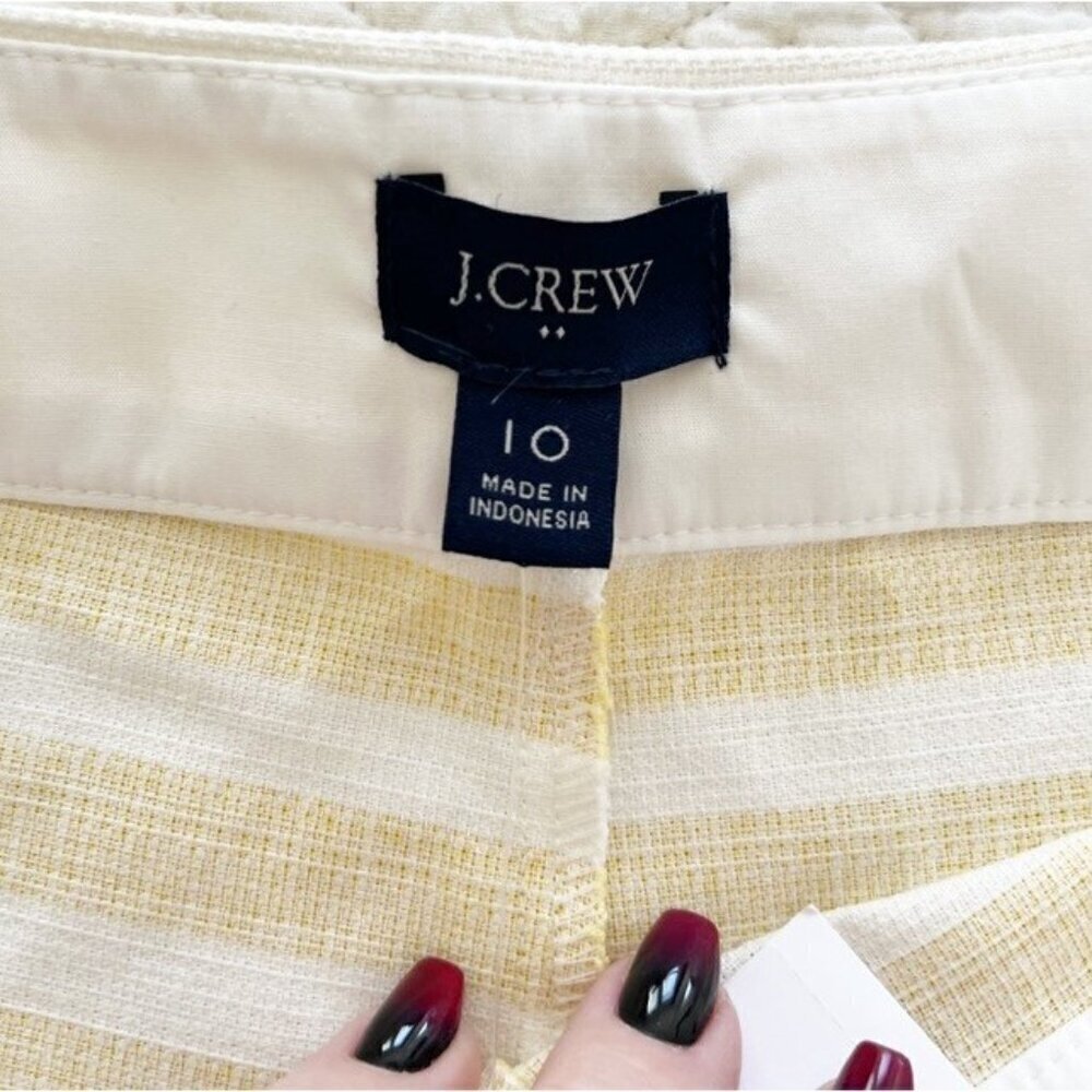 J. Crew Factory Women's Sz 10 Yellow & White Striped Basketweave Shorts NWT - Picture 5 of 9